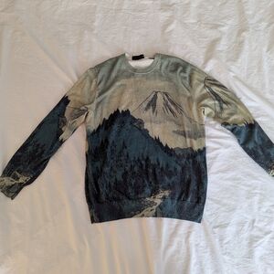 Scenic Print Sweater - Green Mountains